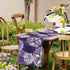 Summer 13x108 Inch Purple Dahlia Flower Spring Table Runner Purple Gray Burlap Table Runners, Floral Seasonal Coffee