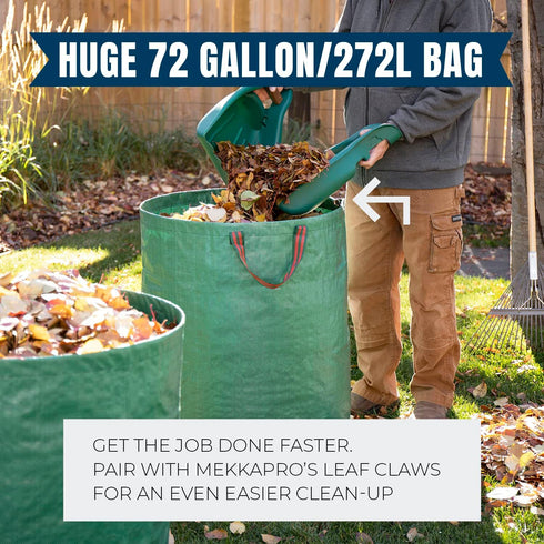 3-Pack 72 MEKKAPRO Big Gulp Lawn Bags, gallons Heavy Duty Lawn and Leaf Bags with Reinforced Handles, Reusable Yard