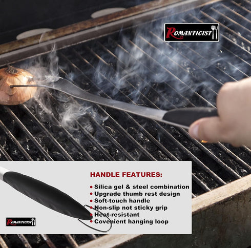 4pcs Set ROMANTICIST Heavy Duty Grill Accessories for Top Chef - Professional Grill Tool & Basic BBQ Tools for Backyard