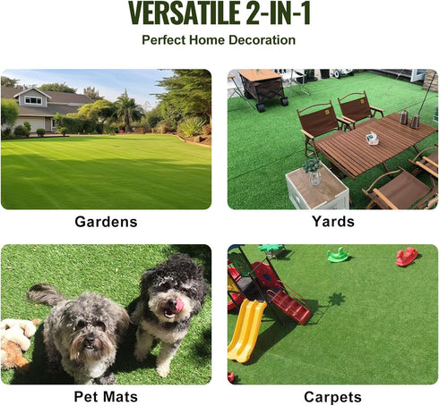 4 6 1.38" VEVOR Artifical Grass Turf, x ft Thick Grass Rug Indoor Outdoor, Realistic Synthetic Grass Mat with Drainage