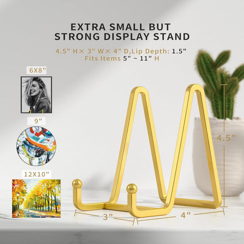 4.5 Inch Metal Square Wire Plate Holder Display Stand, Picture Frame Holder Easel for Book, Decorative Plate