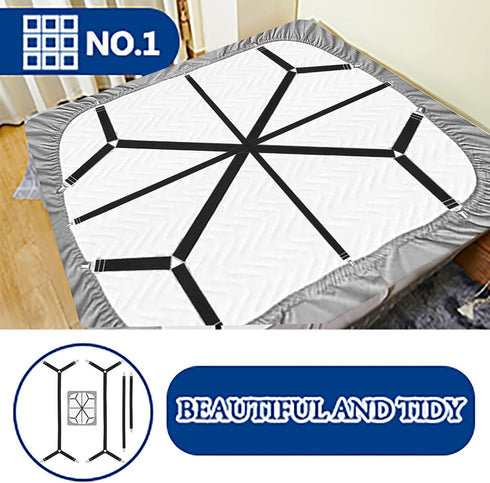 Bed Sheet Holder Straps - Adjustable Clips to Hold Sheets in Place, Elastic Grippers, Fasteners for Bedding and Bedsheet