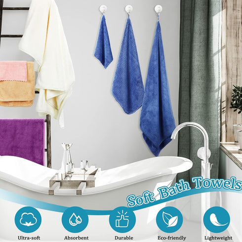 18 Set 6 6 6 Moukeren Pcs Microfiber Bath Towel Bath Towels Hand Towels Washcloths Soft Coral Velvet Highly Absorbent