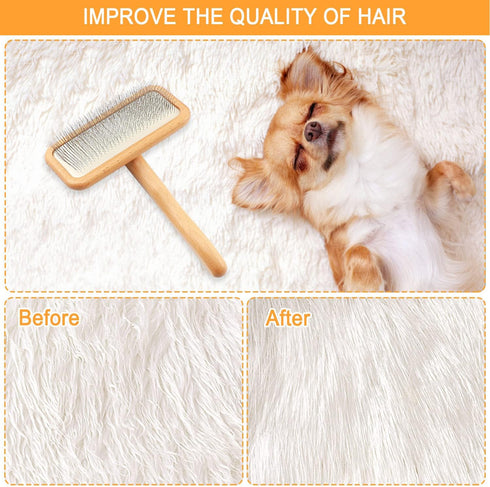 Carpet Rake Sheepskin Wool Brush, 1PCS for Carding Fur, Restore Softness and Texture of Pile Carpets/Rugs