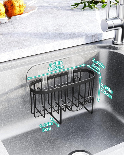 2 HapiRm Multifunctional Sponge Holder with Unique M-Shaped, Installation Methods Kitchen Sink Caddy Organizer