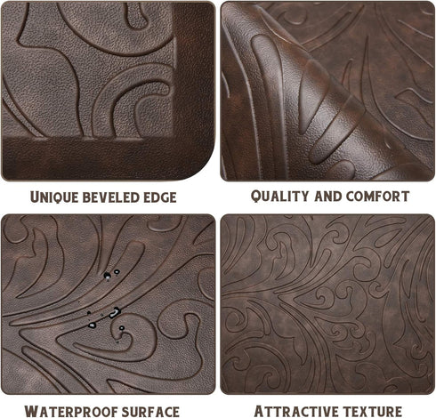KMAT Anti-Fatigue Kitchen Mat, Waterproof Non-Slip Ergonomic Comfort Floor Mat, 39" x 20", Brown
