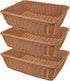 Yarlung 3 Pack Imitation Rattan Woven Bread Baskets, 11.8 Inch Poly Wicker for Food Serving and Display