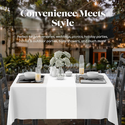 6 Pack 14 108 Inch. White Premium Disposable Plastic Table Runner x Table Runner for Dinner Parties & Events by