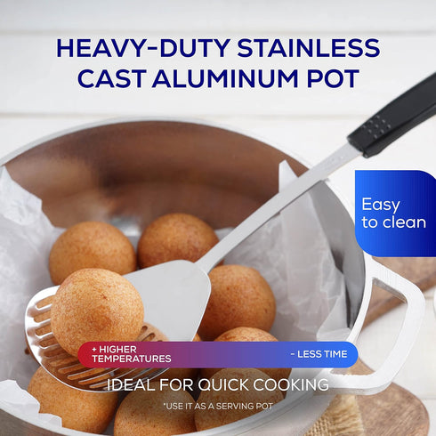 Universal Small Caldero, 4 Cups - 1.3 QT Stainless Aluminum Pot with Lid, Ideal for Rice and French Fries