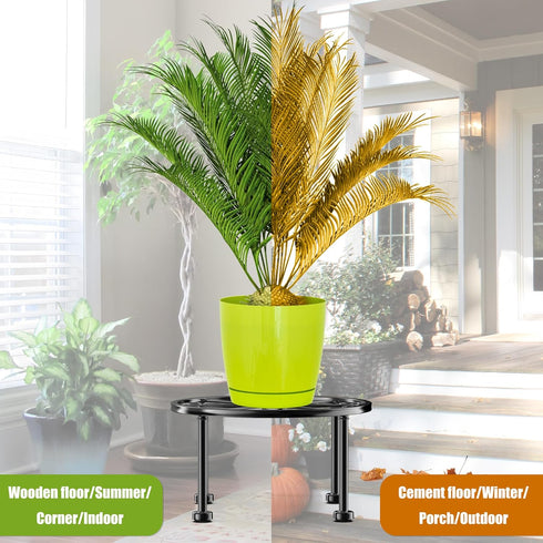 3 Packs Garden Gifts Plant Lovers Gifts Black Metal Plant Stand with Anti-Slip Base Rustproof Heavy Duty Decorative