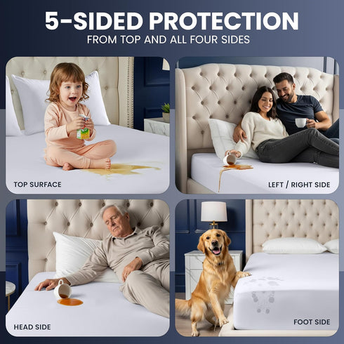 5-Sided Utopia Bedding Waterproof Mattress Protector California King Size, Premium Breathable Mattress Cover, Fitted