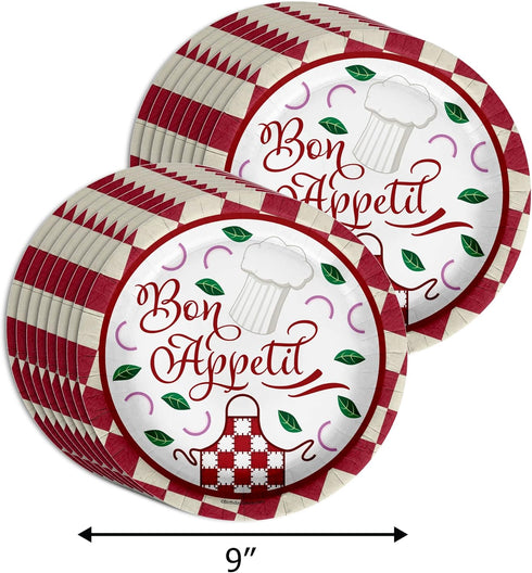 Cooking Themed Birthday Party Paper Plates, Napkins, Cups - Bon Appetit Supplies for 16 Guests (64 Piece)