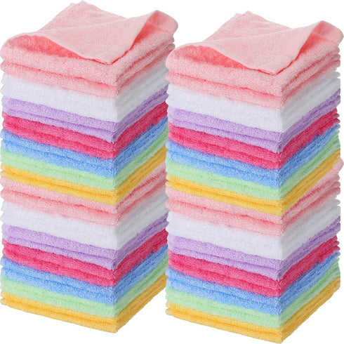 Newwiee 40 Pcs Wash Cloth Bulk Cotton Bath Hand Face Washcloths Soft