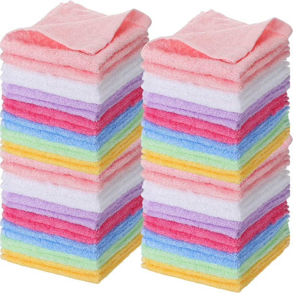 Newwiee 40 Pcs Wash Cloth Bulk Cotton Bath Hand Face Washcloths Soft
