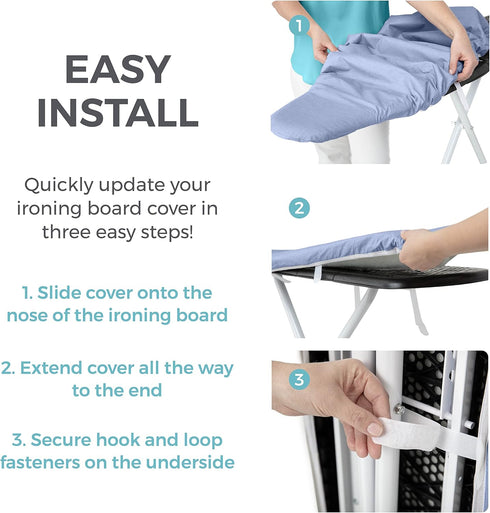 HOME GENIE Ironing Board Cover, Silicone Coating, Full Size Scorch Resistant Padding, Heavy Duty Iron Pad Covers
