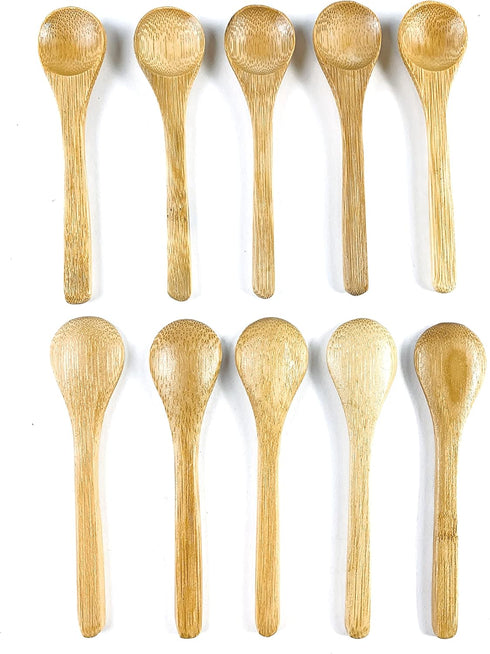 JapanBargain 3700 Mini Bamboo Matcha Scoops Spoons for Spices, Tea, Salt, Sugar, Condiment, 4 inch, Pack of 20