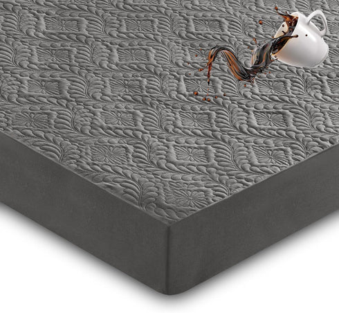 Sufdari Waterproof Mattress Protector, King Quilted Fitted Cover, Breathable & Noiseless Mattress Pad, Fits 8-18" Deep