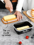 AISBUGUR Metal Butter Dish with Lid, Large Black Butter Keeper with Stainless Steel Knife, Kitchen Gift