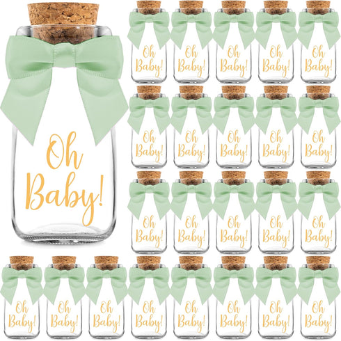 Ethisa Vintage 24 Pack Oh Baby Woodland Milk Glass Bottles with Ribbons