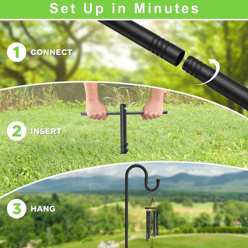Feblomst 108" Hummingbird Bird Feeder Pole, Shepherds Hooks for Outdoor Heavy Duty, Tall Feeders Stand for Hanging