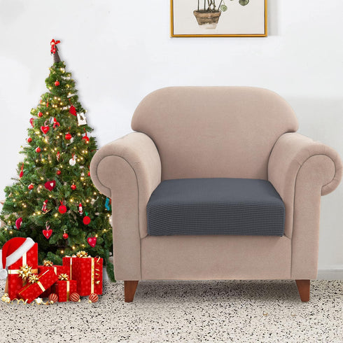 Water-Repellent Sofa Cushion Covers, Jacquard High Stretch Fabric Furniture Protector for Living Room, Gray