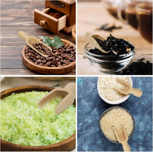 2 Pcs Wooden Spoons, 5.5 In Natural Beech Wood Bath Salt Scoop, Spice Spoons for Coffee, Sugar Scrubs, Cooking