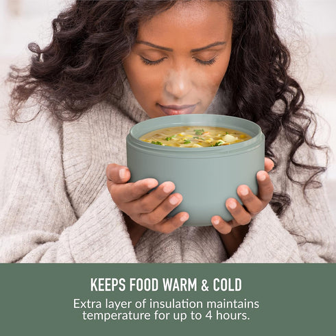 Bentgo Bowl, Insulated Leak-Resistant Bowl with Collapsible Utensils, BPA-Free, 21.2 oz, Khaki Green
