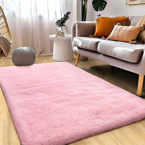 Pink Area Rugs 4x6 for Bedroom Girls, Soft Fluffy Shag Carpet for Living Room, Non-Slip Indoor Floor Rug