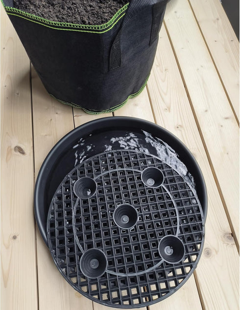 NIMYAU Stand,4-Pack 14 inch, Plastic Plant Saucer Elevated Plant Saucer Self-Watering Fabric Pot Base, Use Nonwoven