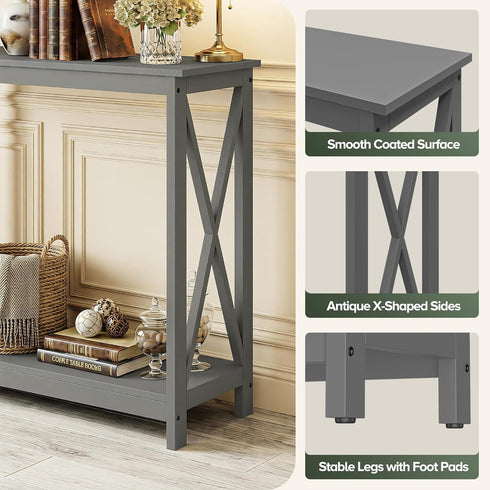 2-Tier ZENY Console Table, Entryway Table, Narrow Sofa Table with Shelves, Entrance Table for Living Room, Entryway