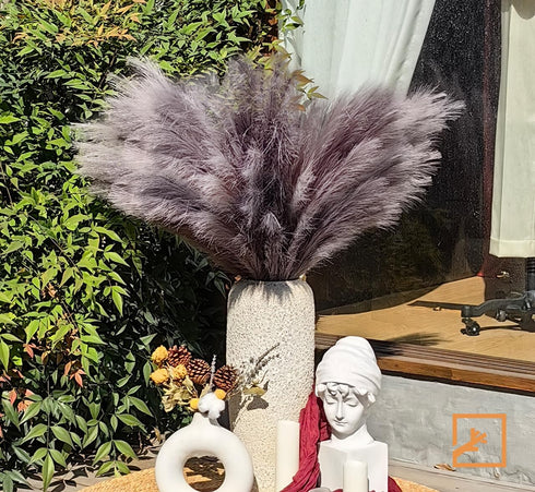 ZIFTY 7-Pcs Faux Pampas Grass, 38"/3.1FT Large Tall Fluffy Artificial Flower for Vase Filler Home Decor (Grey)
