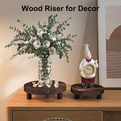 3 6/8/10" Counter Pcs Wood Plant Stand Indoor Outdoor, Round Wood Riser for Decor Wooden Stool Display Stand Flower Pot