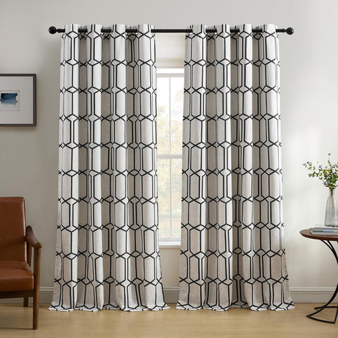 Elrene Home Fashions Kaiden Geometric Room-Darkening Window Curtain, Single Panel 52" W x 95" L, Black