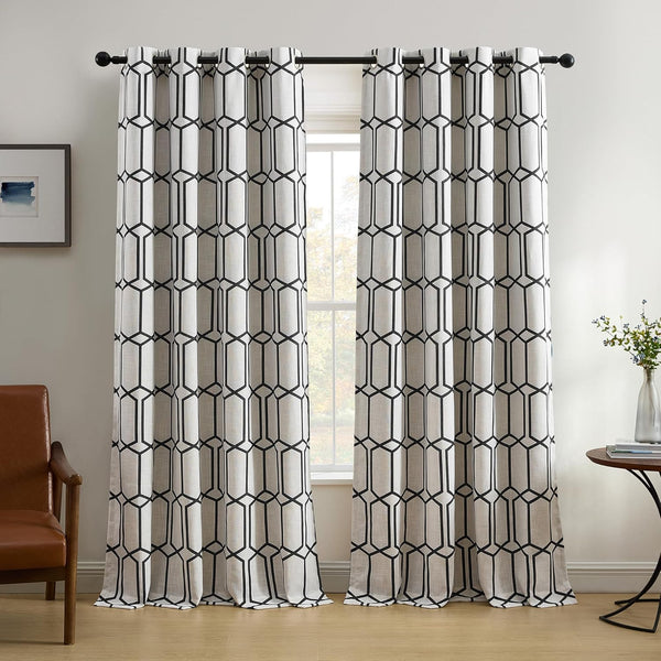 Elrene Home Fashions Kaiden Geometric Room-Darkening Window Curtain, Single Panel 52" W x 95" L, Black