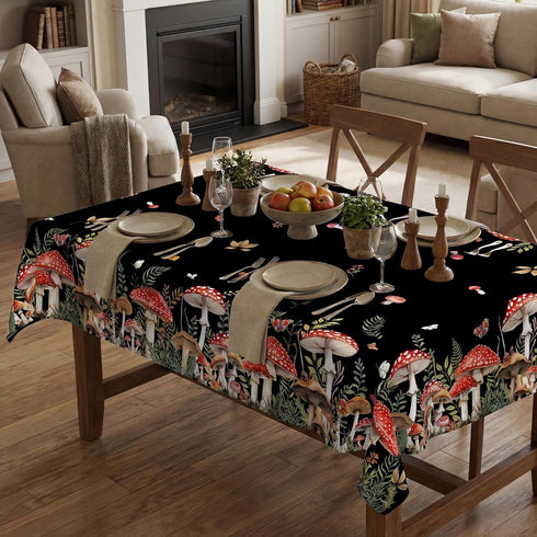 JNDJE 60x84 Inch, Mushroom Tablecloth Mushroom Forest Farmhouse Decorations for Home Table Cloth Rectangle, Seasonal