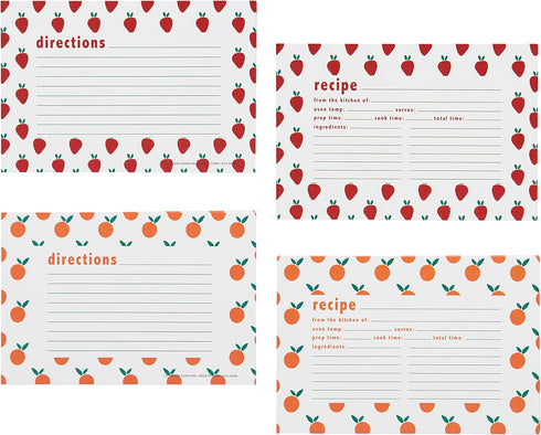 C.R. Gibson Fruit Double Sided Recipe Card Set, 4" W x 6" L, Multicolor