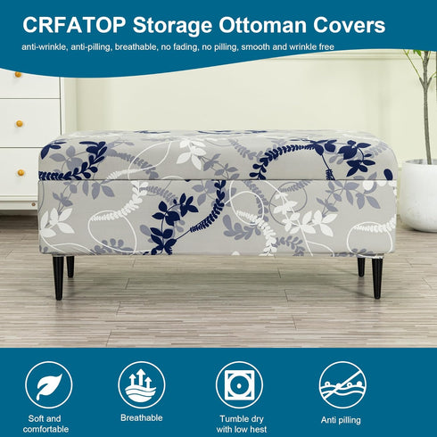 Bands,M,10 CRFATOP Printed Rectangle Ottoman Stool Cover Stretch Folding Storage Footstool Bench Slipcovers Upholstered