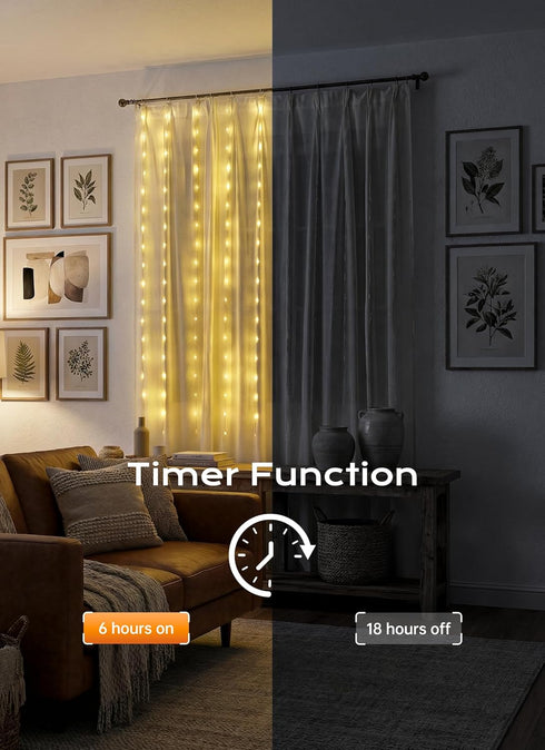 180 70 Inch 8 Brightown LED Shower Curtain Lights, Warm White Fairy Lights Battery Operated String Lights, Modes