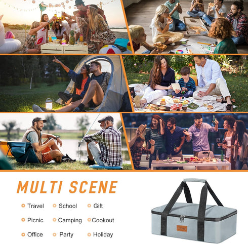Cooklux 9x13 Insulated Casserole Carrier - Single Layer Design, Food Warmer Bag for Hot&Cold Food Travel, Fits