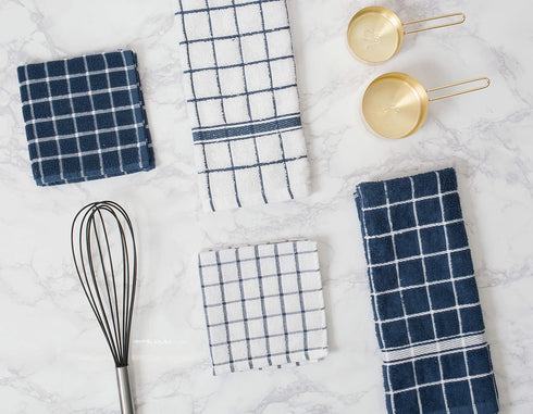 DII Nautical Blue Basic Terry Collection Windowpane Dishcloth Set, 12x12, 6 Piece