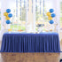 156inch 8ft(Cover 13ft Royal Blue Polyester Table Skirts for Rectangle Tables Front&Both Sides), Wrinkle Free Pleats