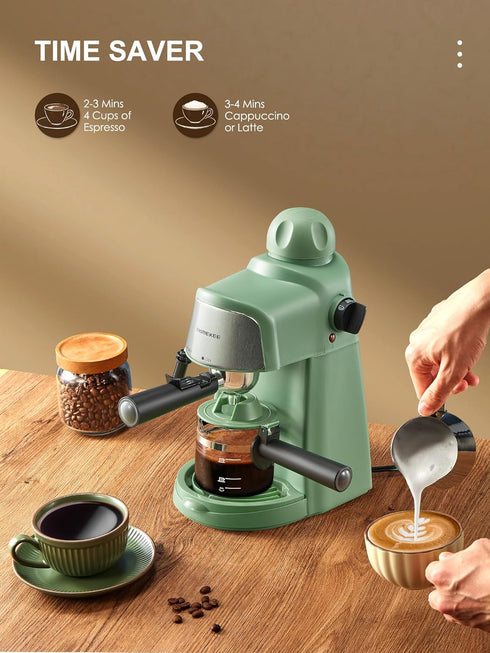 Ihomekee 3.5Bar 4 CM6810 Espresso Machine, Espresso and Cappuccino Machine with Preheating Function, Cup Coffee Maker