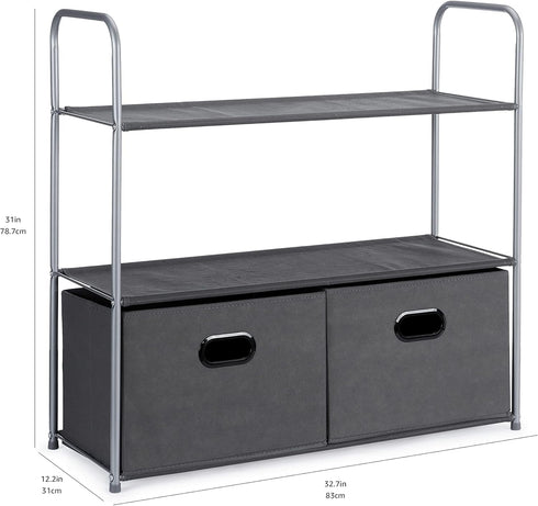 Closet 3 32.7" 12.2" 31" Amazon Basics Freestanding Organizer with Fabric Bins, Drawers and Shelves, Easy to Assemble
