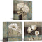 iHAPPYWALL 3 Pieces Flower Wall Art, Blue and Brown Abstract Poppy Tulip Hydrangea Painting, Rustic Home Decor 12x12inch