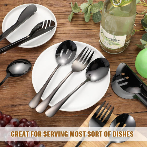 Patelai 15 Pieces Stainless Steel Serving Utensils Set, 8.7" Large Serving Spoons, Slotted Spoon, Buffet Flatware