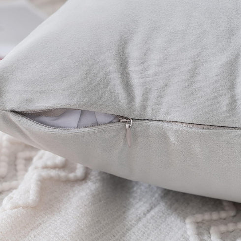 26x26 Inch Set 2 MIULEE Euro Sham Velvet Pillow Covers, of Large Square Decorative Pillows -Greyish White Super Soft