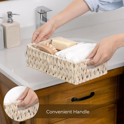 GRANNY SAYS 2-Pack Wicker Baskets for Organizing, Waterproof Woven Storage Basket with Handles