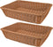 Yarlung 2 Pack Poly Wicker Woven Bread Basket, 15.7 Inch Rectangular Food Serving Holders for Kitchen, Brown