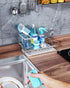 Consumest Sink Caddy, Kitchen Sponge Holder + Dish Brush Holder with Drip Tray for Countertop, Stainless Steel Rustproof