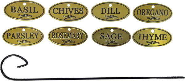Bosmere H300 Plant Markers, Brass Plated Herb Tags with 10" Stakes, Labels
